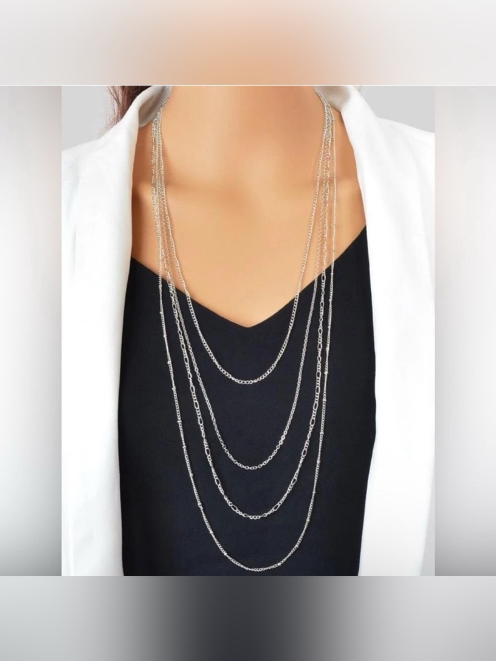 Silver Layered 1pc Necklace